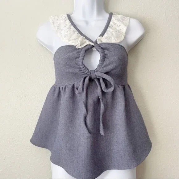 Line + Dot ciel top ruffle strap tie front flowy tank top XS - Picture 3 of 11